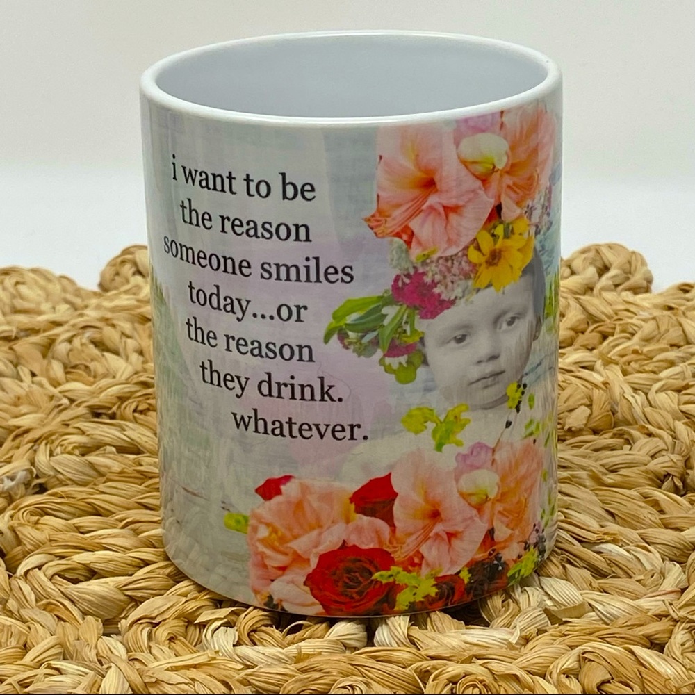 The Reason You Smile or Drink!   Holy Crap Erin Smith Art Coffee Mug  Funny Gift